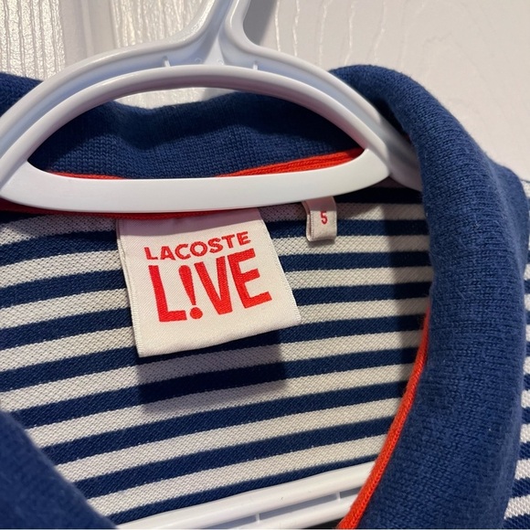 Lacoste Live Polo shirt slim Men 5 Small short sleeve blue white striped preppy - Picture 2 of 5